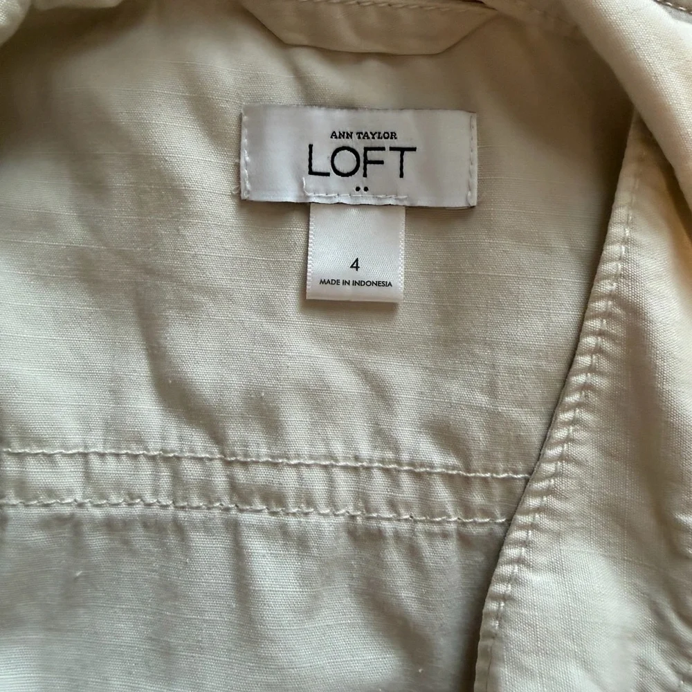LOFT Cream Button-Front Utility Jacket - Picture 3 of 5